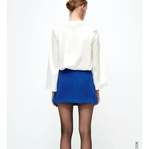 ZARA 2 PCS SET TEXTURED DOUBLE BREASTED BLAZER + SKIRT - Picture 11 of 12